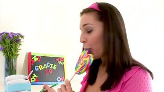 GRACIE GLAM 19 YO Cutie Huge Cock POV Blowjob and Swallow Cum Load of Her Lillipop